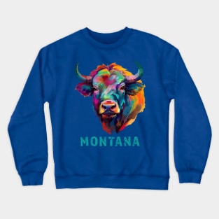 Montana American Bison Lover Buffalo for Men Women Souvenir Crewneck Sweatshirt